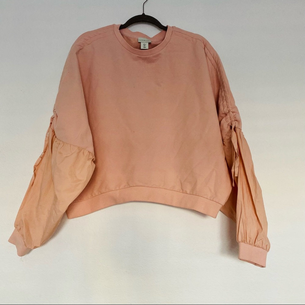 A PICTURES WORTH Peach Tie Sleeve Pullover Sweatshirt Size Large
